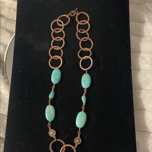 Elegant Real Turquoise and Copper loop Necklace